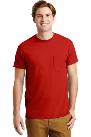 RED 8300 gildan-dryblend 50 cotton/50 poly pocket t-shirt