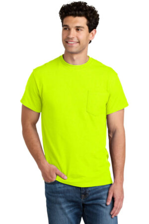 SAFETY GREEN 8300 gildan-dryblend 50 cotton/50 poly pocket t-shirt