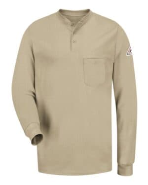 KHAKI SEL2T long sleeve tagless henley shirt-tall sizes