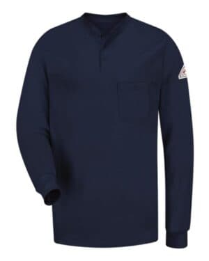 NAVY SEL2T long sleeve tagless henley shirt-tall sizes