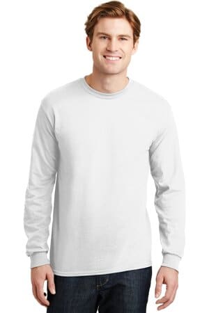 WHITE 8400 gildan-dryblend 50 cotton/50 poly long sleeve t-shirt