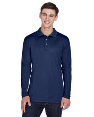 NAVY Ultraclub 8405LS adult cool & dry sport long-sleeve polo