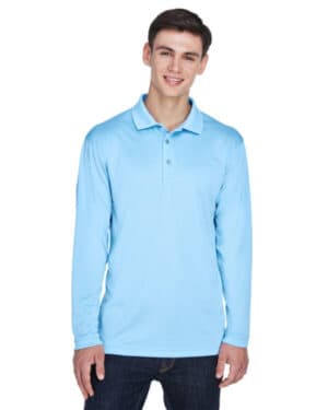 COLUMBIA BLUE Ultraclub 8405LS adult cool & dry sport long-sleeve polo