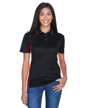 BLACK/ RED Ultraclub 8406L ladies' cool & dry sport two-tone polo