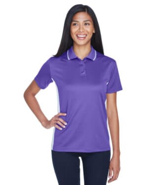 PURPLE/ WHITE Ultraclub 8406L ladies' cool & dry sport two-tone polo