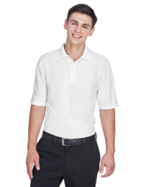 WHITE Ultraclub 8415 men's cool & dry elite performance polo