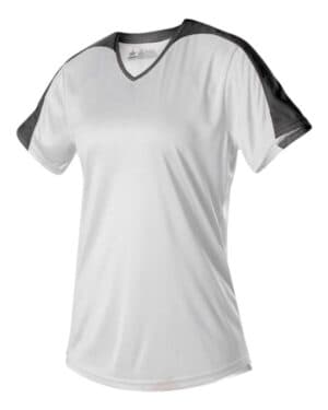 WHITE/ BLACK Alleson athletic 558VW women's v-neck fastpitch jersey