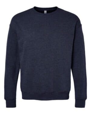 HEATHER NAVY 3945 sponge fleece drop shoulder crewneck sweatshirt