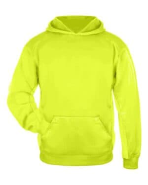 SAFETY YELLOW Badger 2454 youth performance fleece hooded sweatshirt