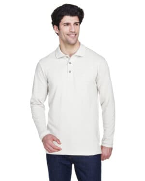 WHITE Ultraclub 8532 adult long-sleeve classic piqu polo