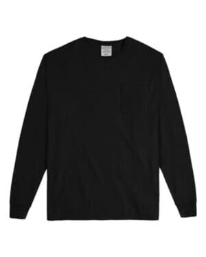 BLACK GDH250 garment-dyed long sleeve t-shirt with a pocket