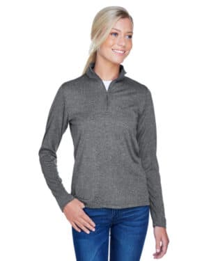 8618W ladies' cool & dry heathered performance quarter-zip