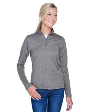 CHARCOAL HEATHER 8618W ladies' cool & dry heathered performance quarter-zip