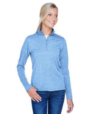 8618W ladies' cool & dry heathered performance quarter-zip