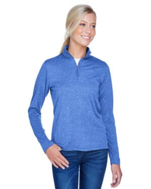 8618W ladies' cool & dry heathered performance quarter-zip