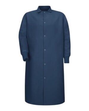 NAVY KS60 gripper-front pocketless butcher coat with knit cuffs