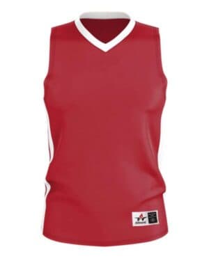 RED/ WHITE Alleson athletic 538J single ply basketball jersey