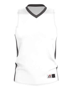 WHITE/ CHARCOAL Alleson athletic 538J single ply basketball jersey