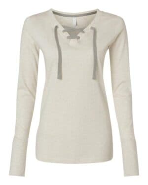 3538 women's fine jersey lace-up long sleeve t-shirt