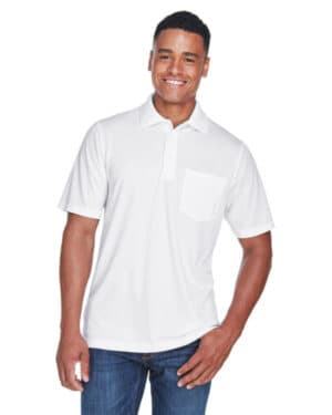 WHITE 88181P men's origin performance piqu polo with pocket