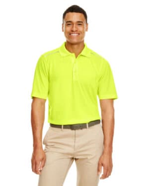 SAFETY YELLOW 88181R men's radiant performance piqu polo withreflective piping