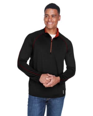 BLK/ CL RED 88187 men's radar quarter-zip performance long-sleeve top