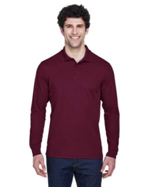 BURGUNDY 88192 men's pinnacle performance long-sleeve piqu polo