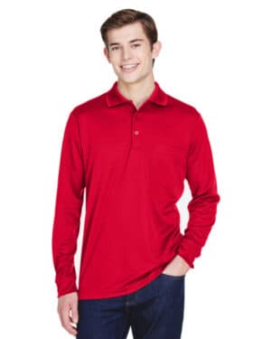 CLASSIC RED 88192P adult pinnacle performance long-sleeve piqu polo with pocket