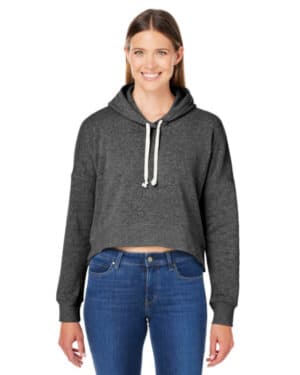 J america 8853JA ladies' triblend cropped hooded sweatshirt