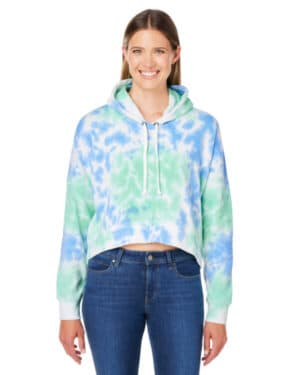 LAGOON TIE DYE J america 8853JA ladies' triblend cropped hooded sweatshirt