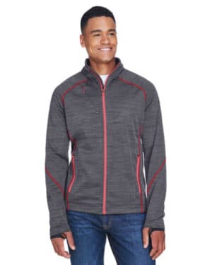 CARBON/ OLY RED North end 88697 men's flux mlange bonded fleece jacket