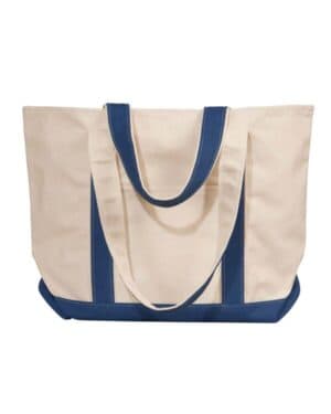 NATURAL/ NAVY 8871 windward large cotton canvas classic boat tote