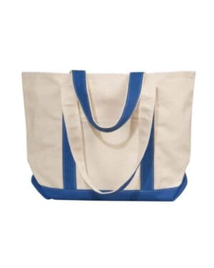 NATURAL/ ROYAL 8871 windward large cotton canvas classic boat tote