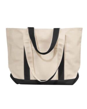NATURAL/ BLACK 8871 windward large cotton canvas classic boat tote