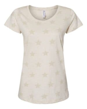 NATURAL HEATHER STAR Code five 3629 women's star print scoop neck tee