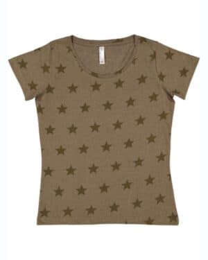 MILITARY GREEN STAR Code five 3629 women's star print scoop neck tee