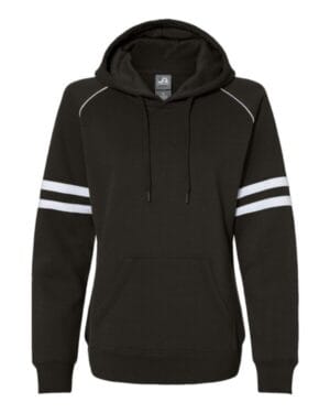 BLACK 8645 women's varsity fleece piped hooded sweatshirt