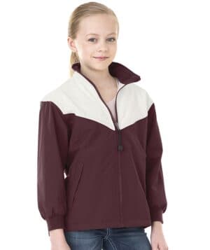 MAROON/WHITE Charles river 8971CR youth championship jacket
