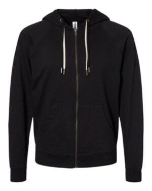 BLACK SS1000Z icon unisex lightweight loopback terry full-zip hooded sweatshirt