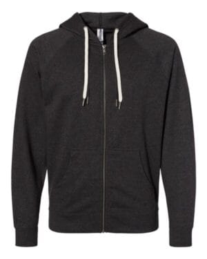 CHARCOAL HEATHER SS1000Z icon unisex lightweight loopback terry full-zip hooded sweatshirt