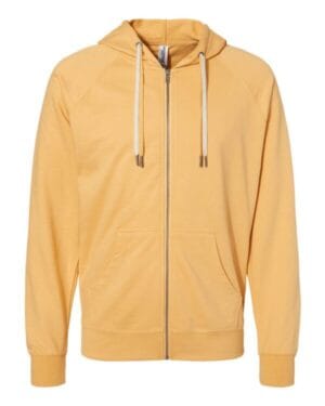 HARVEST GOLD SS1000Z icon unisex lightweight loopback terry full-zip hooded sweatshirt