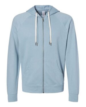 MISTY BLUE SS1000Z icon unisex lightweight loopback terry full-zip hooded sweatshirt