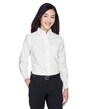 WHITE 8990 ladies' classic wrinkle-resistant long-sleeve oxford