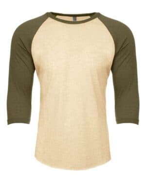MILITARY GREEN/ CREAM Next level 6251 cvc three-quarter sleeve raglan t-shirt