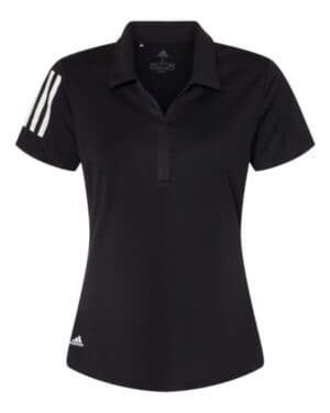 BLACK/ WHITE Adidas A481 women's floating 3-stripes polo