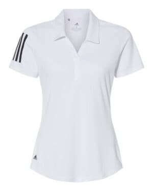WHITE/ BLACK Adidas A481 women's floating 3-stripes polo