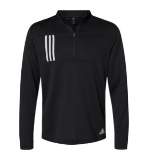 BLACK/ GREY TWO Adidas A482 3-stripes double knit quarter-zip pullover