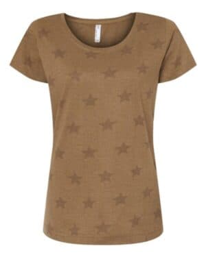 COYOTE BROWN STAR Code five 3629 women's star print scoop neck tee