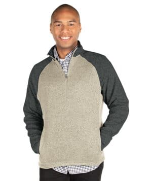 9014CR men's quarter zip color blocked heathered fleece