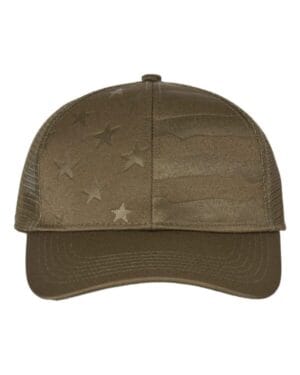 OLIVE Outdoor cap USA750M debossed stars and stripes mesh-back cap